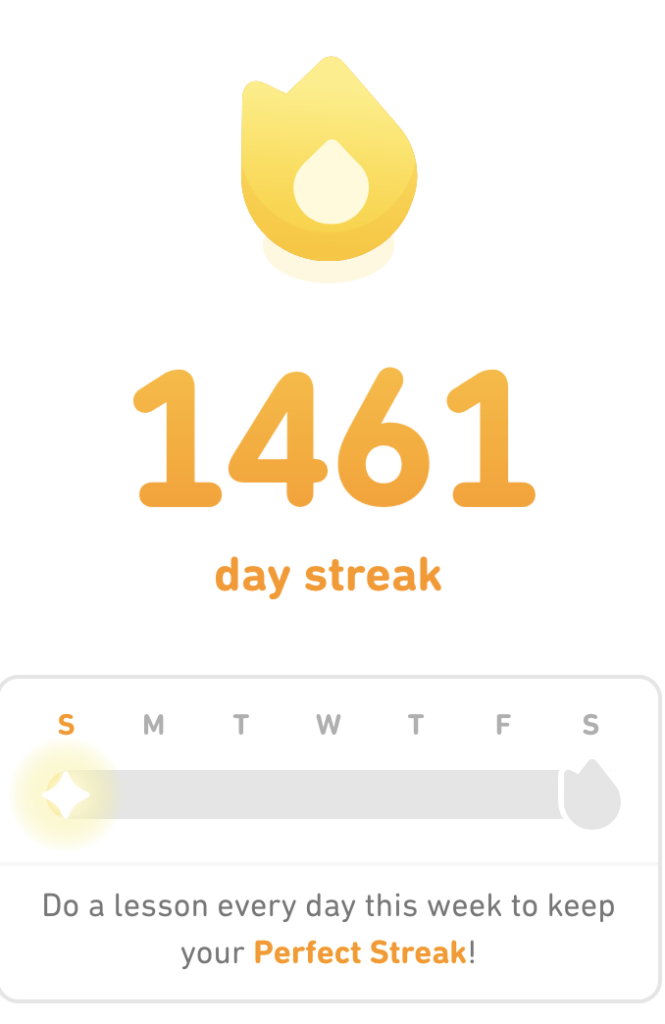 1461-day streak on Duolingo